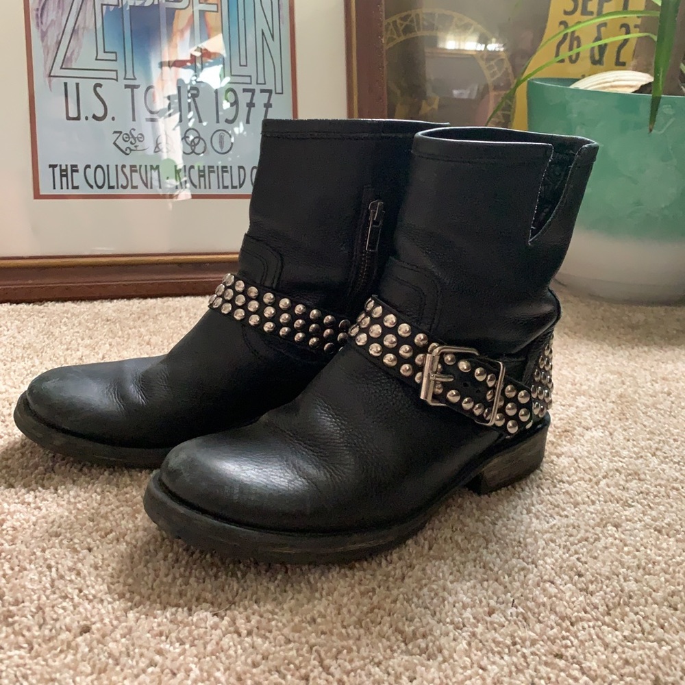 STEVE MADDEN BadA$$ Studded Leather Moto Boots